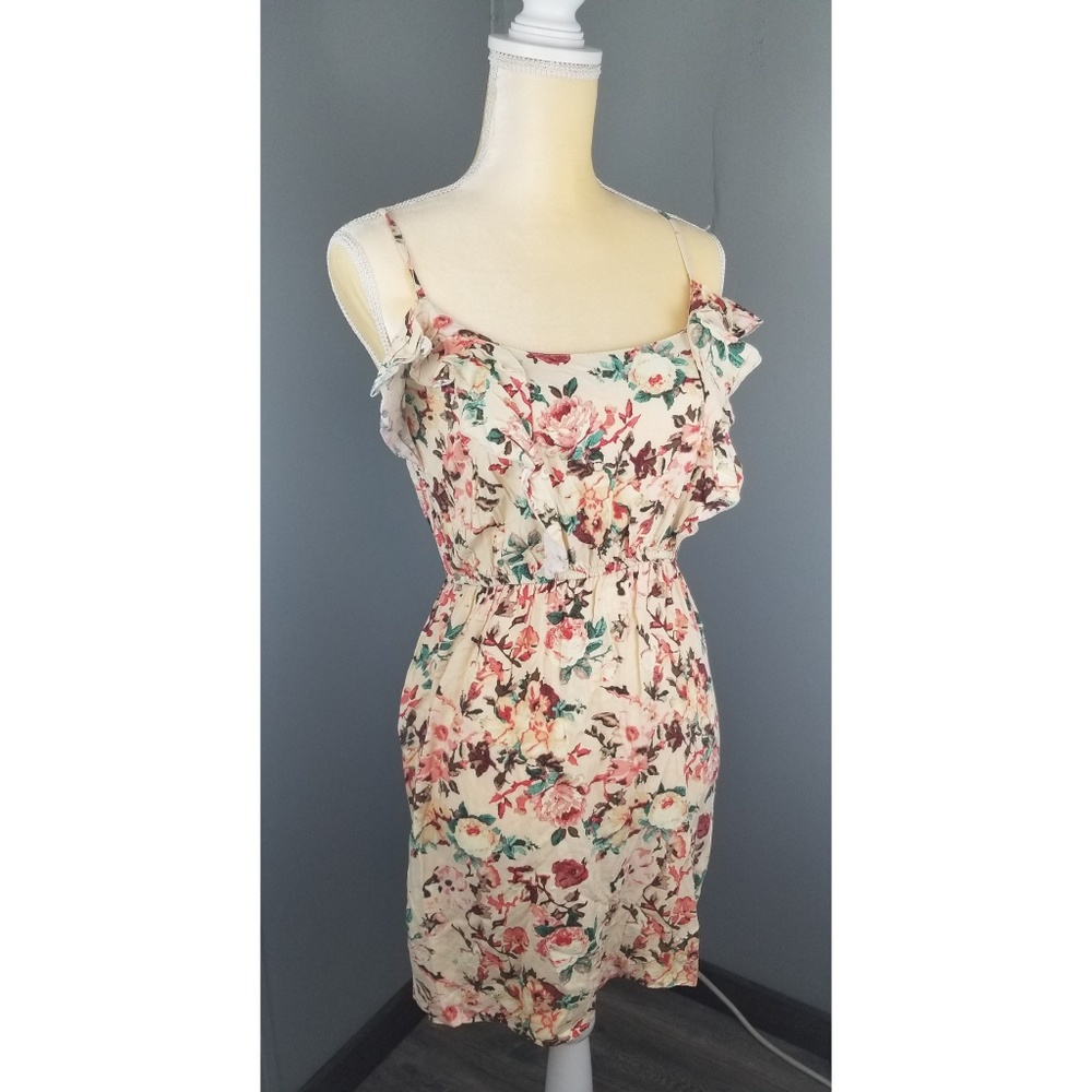 Rue 21 Floral Spaghetti Strap Dress Ruffles Size S